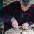 Owen Jones making an oak swill at Hatfield Living Crafts fair 2017
